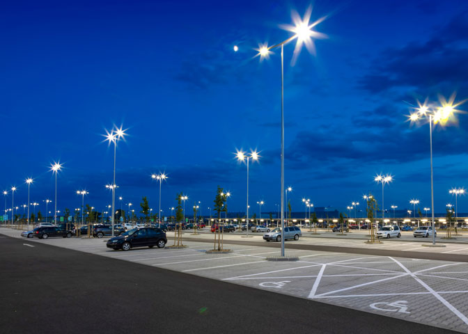 parking lot lights needing maintenance